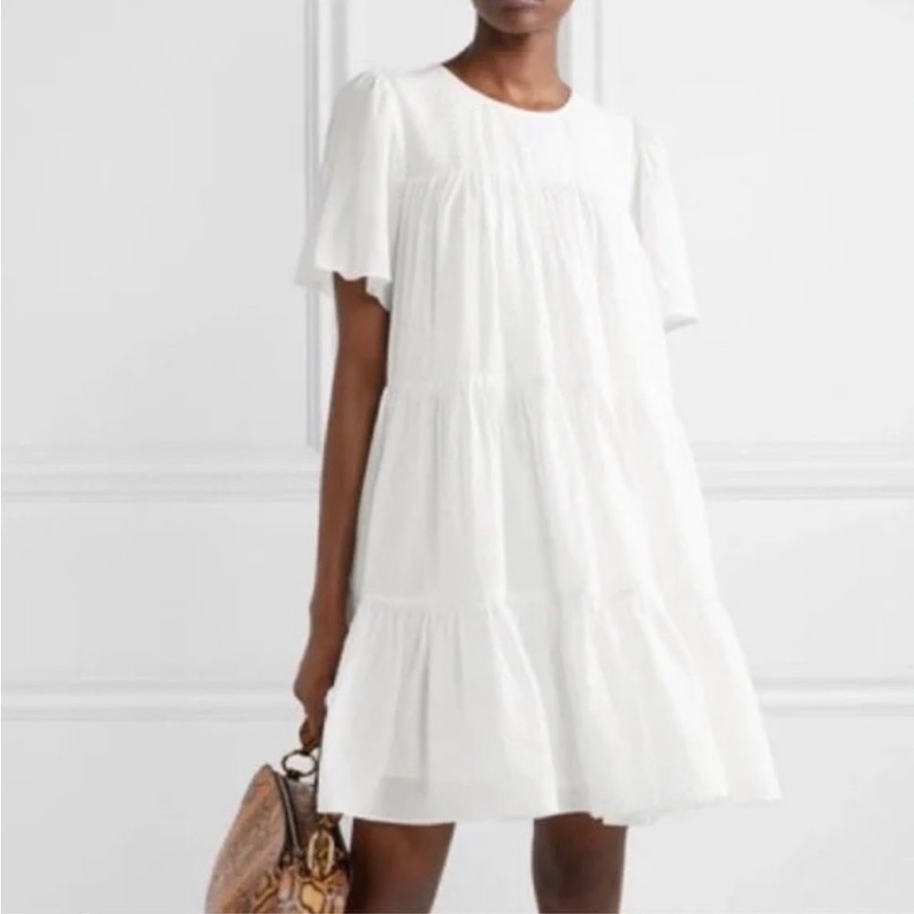 Anine Bing White Tiered Mini Dress